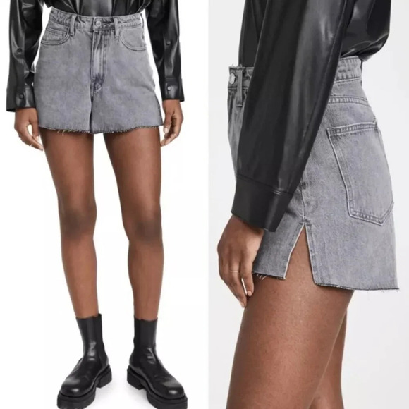 New! We Wore What The Boyfriend Shorts Washed Grey Rigid Denim 21239 - Picture 1 of 12